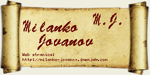 Milanko Jovanov vizit kartica